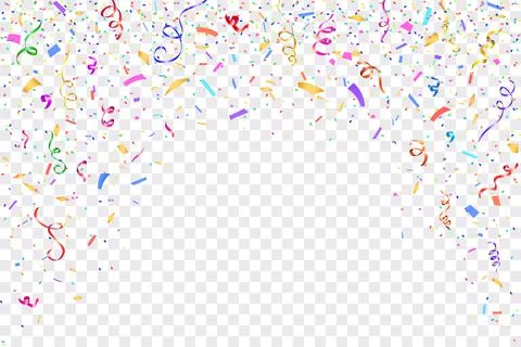 Festive design. Border of colorful bright confetti isolated on transparent Stock Illustration