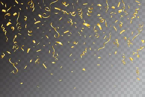Festive design. Border of gold bright confetti on transparent background Stock-Illustration