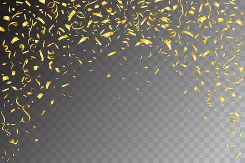 Festive design. Border of gold bright confetti isolated on transparent Stock Illustration