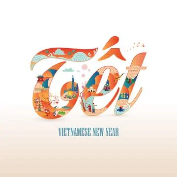 Festive design with the words TET Stock Illustration