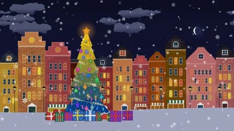 A festive digital Christmas loopable full day time-lapse animation, a charming Stock Footage 339020901