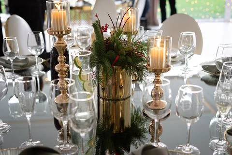 A festive dining table Stock Photos