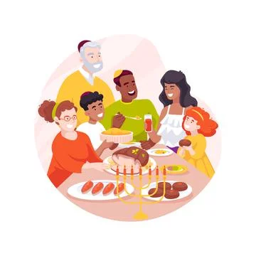 Festive dinner isolated cartoon vector illustration. Stock Illustration