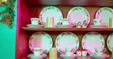 Festive Dinnerware Slider Shot Stock Footage 296145043