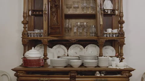 Festive Dishes in the Closet Stock Footage 295758774