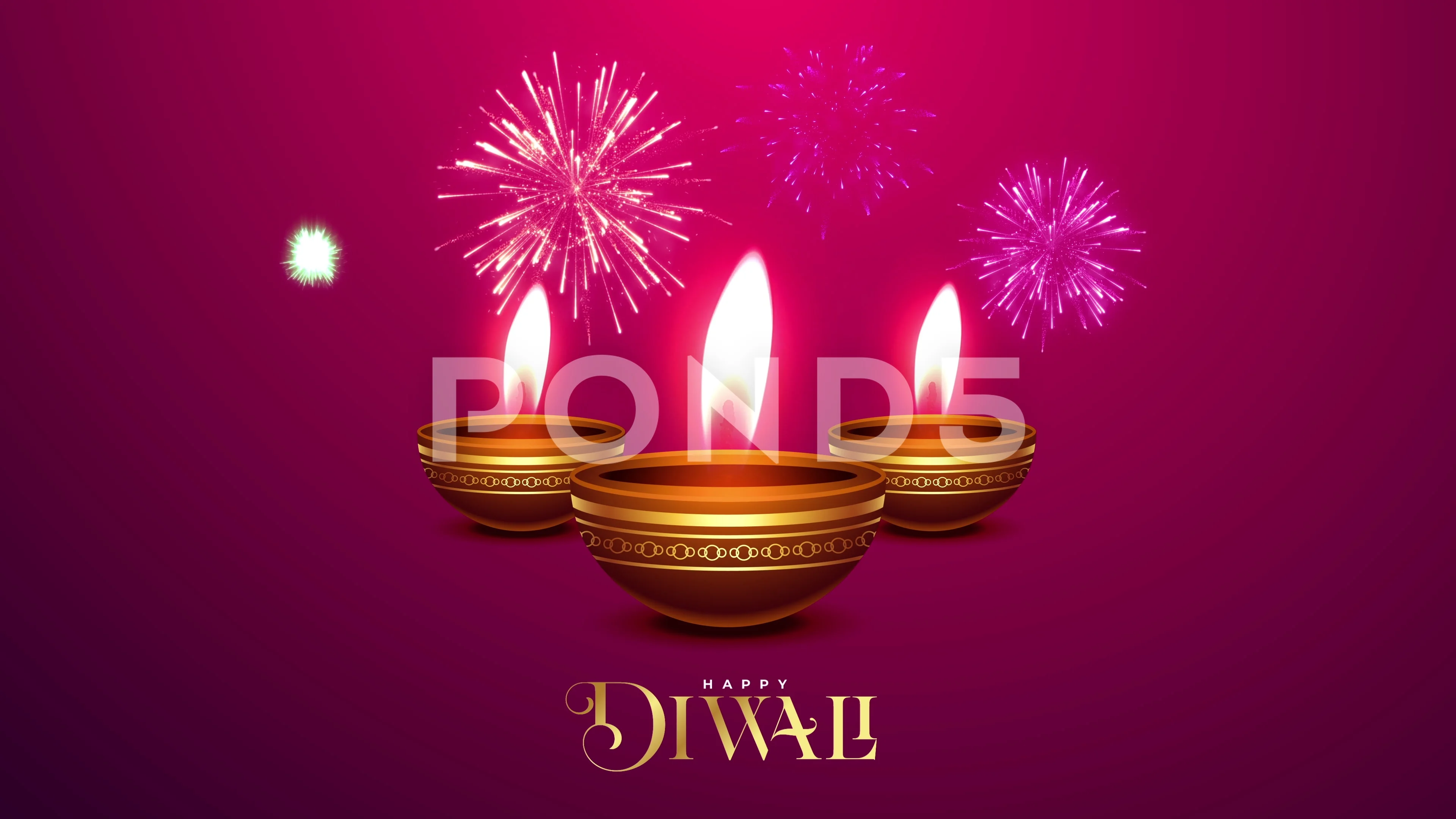 Festive diwali video. Design template with lamp, blue lights