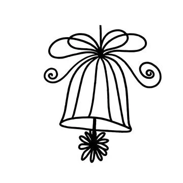 Festive doodle icon of ringing bell. Sketch style hand drawn illustration iso Stock Illustration
