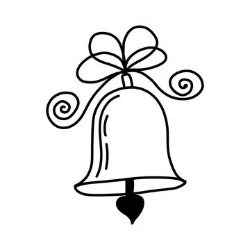 Festive doodle icon of ringing bell. Sketch style hand drawn illustration iso Stock Illustration