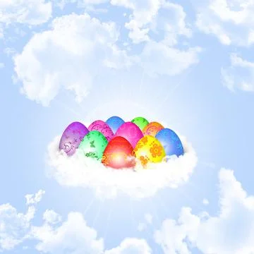 Festive Easter background with colored eggs Stock Illustration