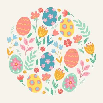 Festive  Easter banner with decorative eggs Stock Illustration
