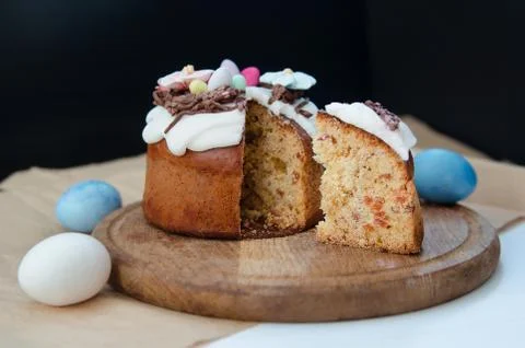 Festive Easter cake with decorations Stock Photos