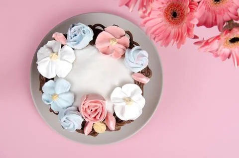 Festive Easter cake with decorations Stock Photos