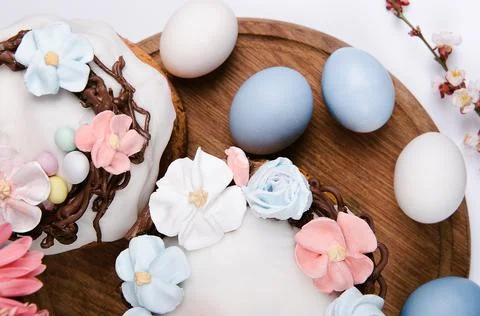 Festive Easter cake with decorations Stock Photos