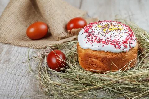 Festive Easter cake on a light background Photos
