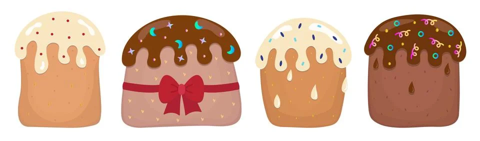 Festive Easter cake set Stock Illustration