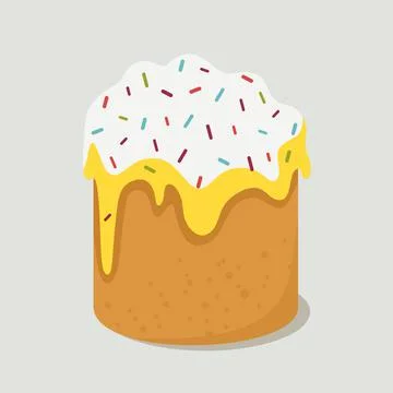 Festive Easter cake. Vector illustration in a flat style isolated on white ba 스톡 일러스트