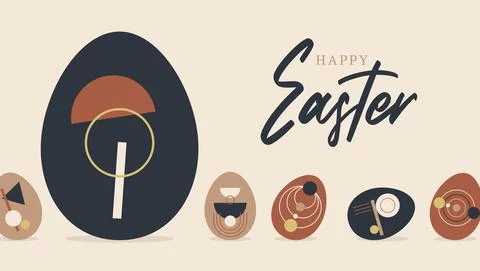 Festive Easter card with eggs decoration pattern on light background. Vector  스톡 일러스트