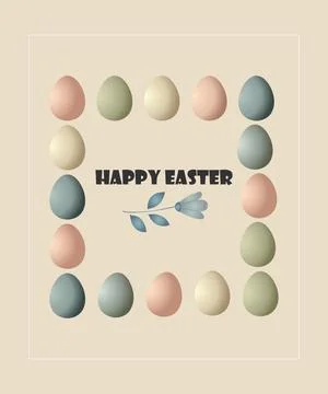 Festive Easter Design with Colorful Eggs and Floral Elements Stockillustratie