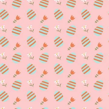 Festive easter egg and spring flower geometric pattern for seasonal design Stock Illustration