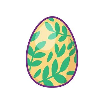 Festive Easter Egg Green Floral Leaves Ornate Illustrazione stock