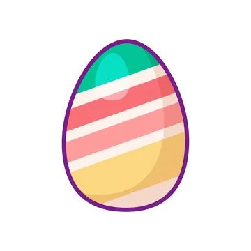 Festive Easter Egg Multi Colored Striped Ornate Stock Illustration