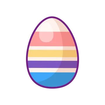 Festive Easter Egg Multi Colored Striped Ornate Stock Illustration