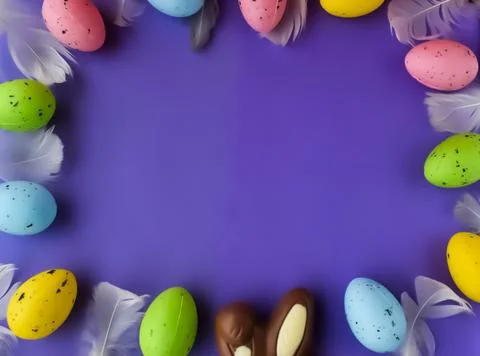 Festive Easter frame with space for text Stock Photos