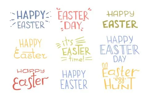 Festive Easter lettering collection Stock Illustration
