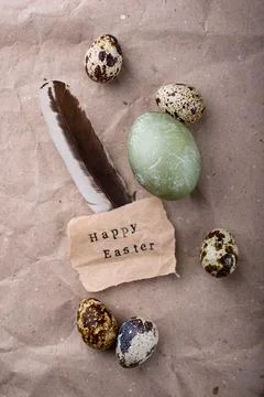 Festive Easter paintd green eggs Stock Photos