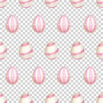 Festive Easter seamless pattern with eggs and flowers, hand drawn in watercolor. Stock Illustration