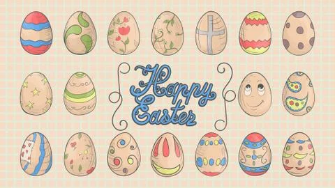 Festive Easter set of colored eggs Stock Illustration