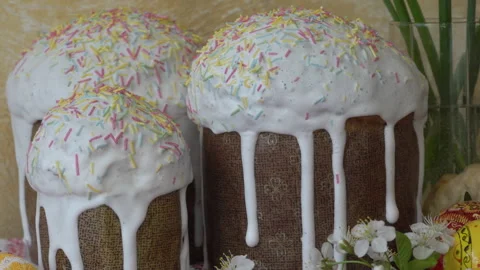 Festive Easter table with homemade pastries and decor Stock Footage 330717209