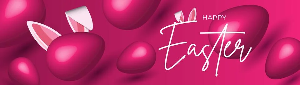 Festive Easter Web Banner Colorful Egg Background. Spring Vibrant Easter Banner Stock Illustration
