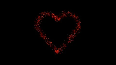 Festive effect. Red sequins fly in heart shaped. Alpha channel. Stock Footage 84640142