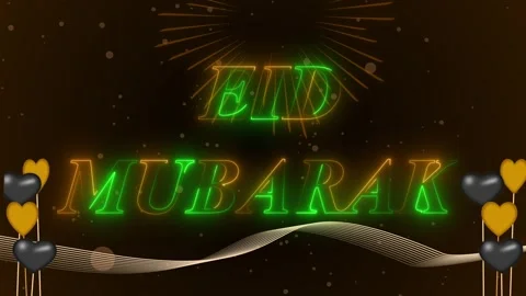 Festive Eid Mubarak Greeting Card with Glowing Text Animation Vídeos de archivo 326884216