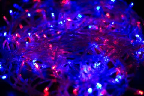 Festive elegant abstract background with bokeh lights of blue christmas garla Foto stock