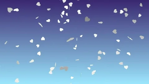 Festive explosion of white heart confetti on a beautiful blue 库存影片 337419864