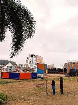 Festive fairground scene 스톡 사진