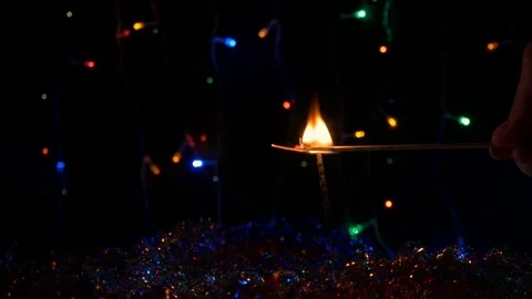A festive fire lights match. Stock-Footage 82315761