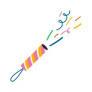 Festive firecracker with explosion confetti. Trendy modern vector illustrat.. Stock Illustration