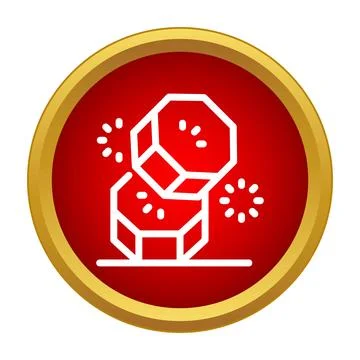 Festive firecrackers icon in red and gold frame Stock Illustration
