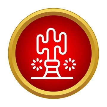 Festive firework cactus icon celebrating holiday event Stock Illustration