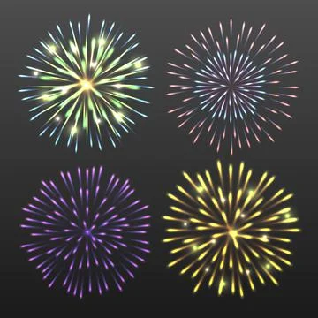 Festive firework on dark background, vector illustration Stock Illustration