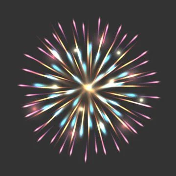 Festive firework on dark background, vector illustration Stock Illustration