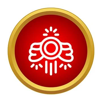 Festive firework generating light in red button icon Ilustración de archivo