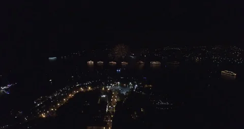 Festive firework in the night, celebration of Navy Day Stock Footage 112939738
