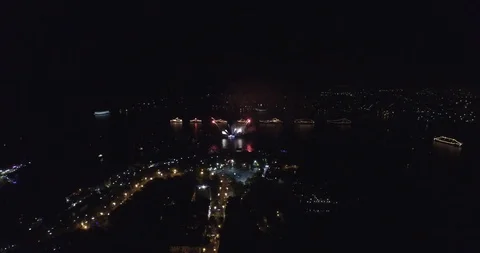 Festive firework in the night, celebration of Navy Day Stock Footage 112939748