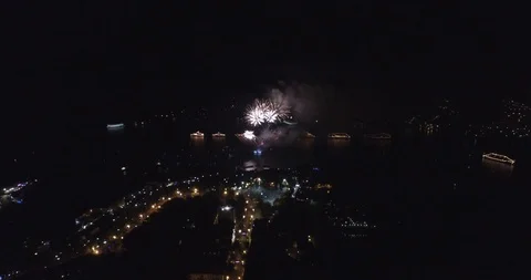 Festive firework in the night, celebration of Navy Day Stock Footage 112939922