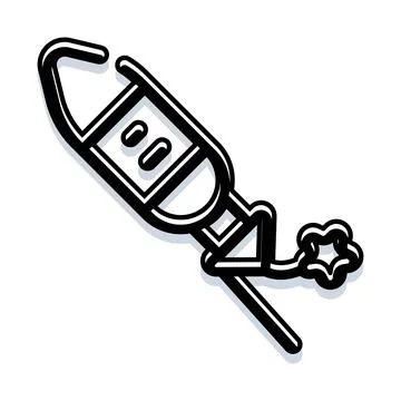 Festive firework rocket exploding celebration line icon 스톡 일러스트