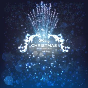 Festive firework rockets bursting in big sparkling star balls poster with dark Stock Illustration